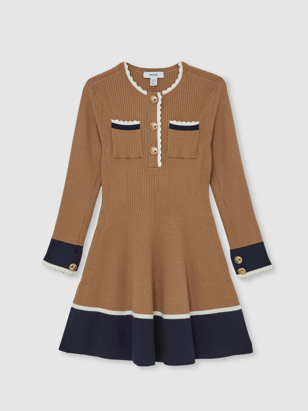 Children & Baby 13-14 yrs Scallop-Trim Rib-Knit Dress in Camel