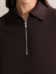 Women Short-Sleeve Half-Zip Sweatshirt in Plum Purple