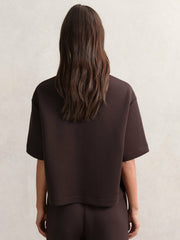 Women Short-Sleeve Half-Zip Sweatshirt in Plum Purple