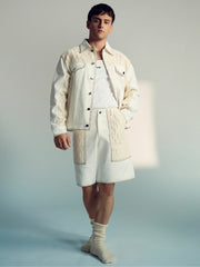 Men | Tom Daley Crochet Denim Jacket in Off White