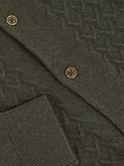 Children & Baby 3-9 yrs Wool V-Stitch Button-Through Cardigan in Forest Green