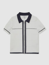 Children & Baby 13-14 yrs Tipped Knit Zip-Through Shirt in White/Navy