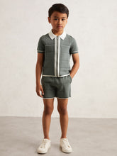 Children & Baby 3-9 yrs Tipped Knit Stitch-Detail Shorts in Dark Sage Green