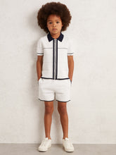 Children & Baby 3-9 yrs Tipped Knit Stitch-Detail Shorts in White/Navy