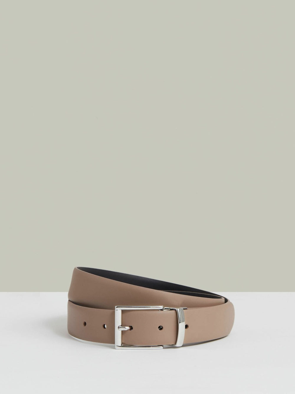 Men Reversible Leather Belt in Dark Stone/Navy