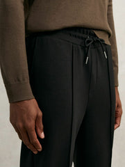 Men Interlock Drawstring Joggers in Black