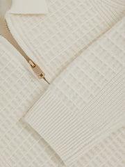 Children & Baby 13-14 yrs Wool Waffle-Knit Half-Zip Polo Shirt in Off White