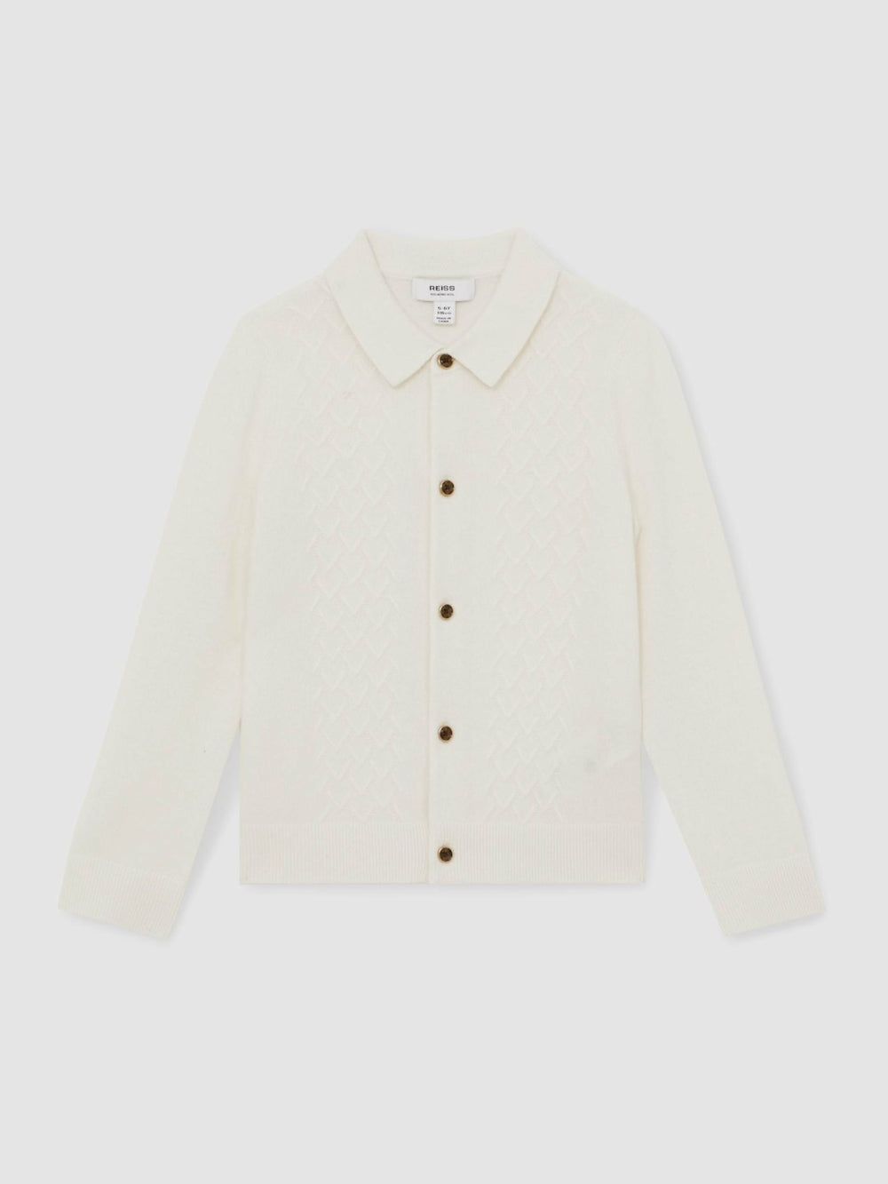 Children & Baby 13-14 yrs Wool V-Stitch Button-Through Cardigan in Off White