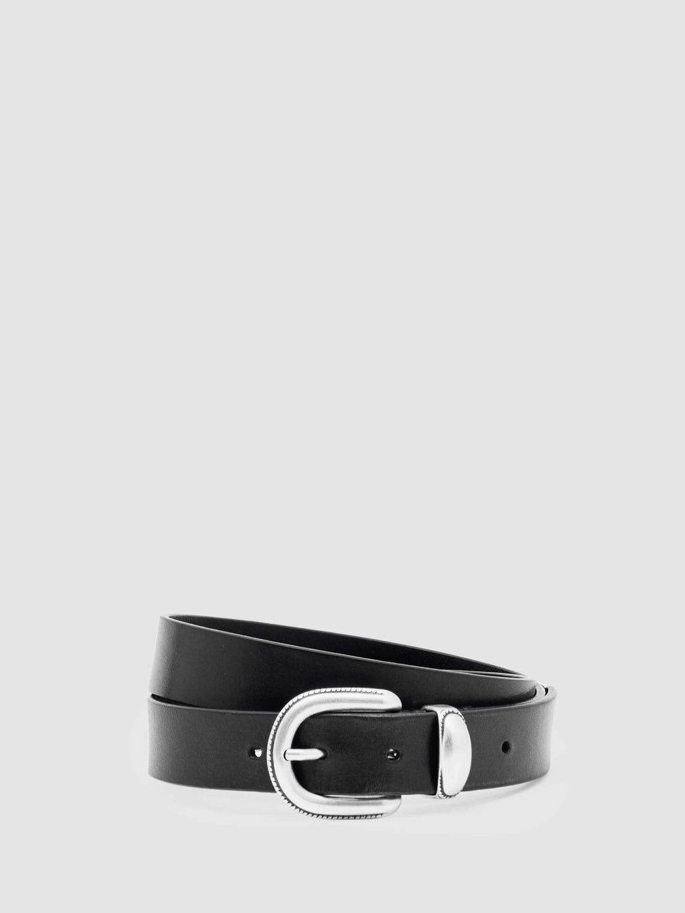 Men Leather Western Belt in Black