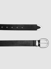 Men Leather Western Belt in Black