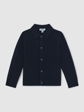 Children & Baby 13-14 yrs Wool V-Stitch Button-Through Cardigan in Navy Blue