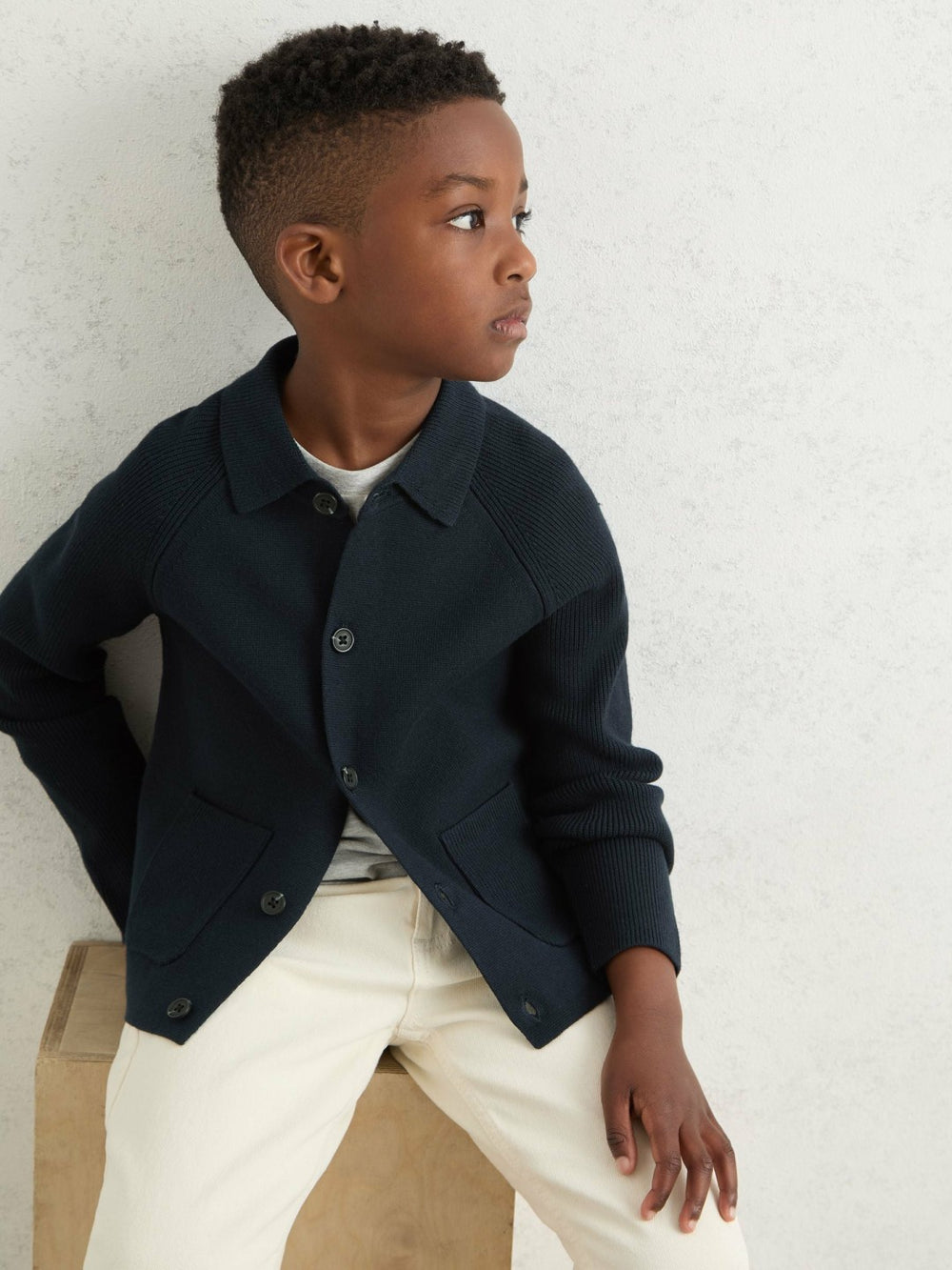 Children & Baby 9-13 yrs Button-Through Knitted Cardigan in Navy