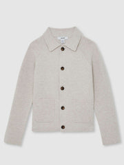 Children & Baby 3-9 yrs Button-Through Knitted Cardigan in Oatmeal Melange