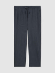 Men Textured Stripe Drawstring Trousers in Petrol Blue