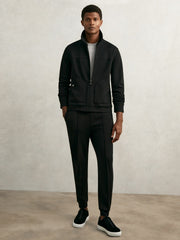 Men Interlock Zip Through Overshirt in Black