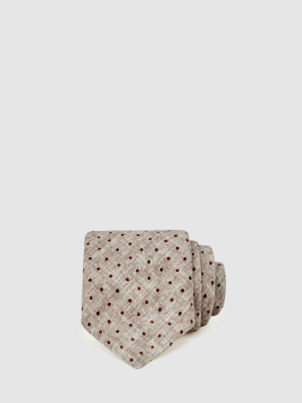 Men Wool-Cotton Polka-Dot Tie in Grey Melange