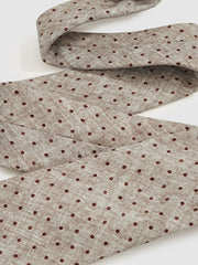 Men Wool-Cotton Polka-Dot Tie in Grey Melange
