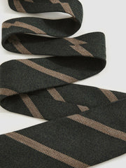 Men Wool-Silk Striped Tie in Forest Green