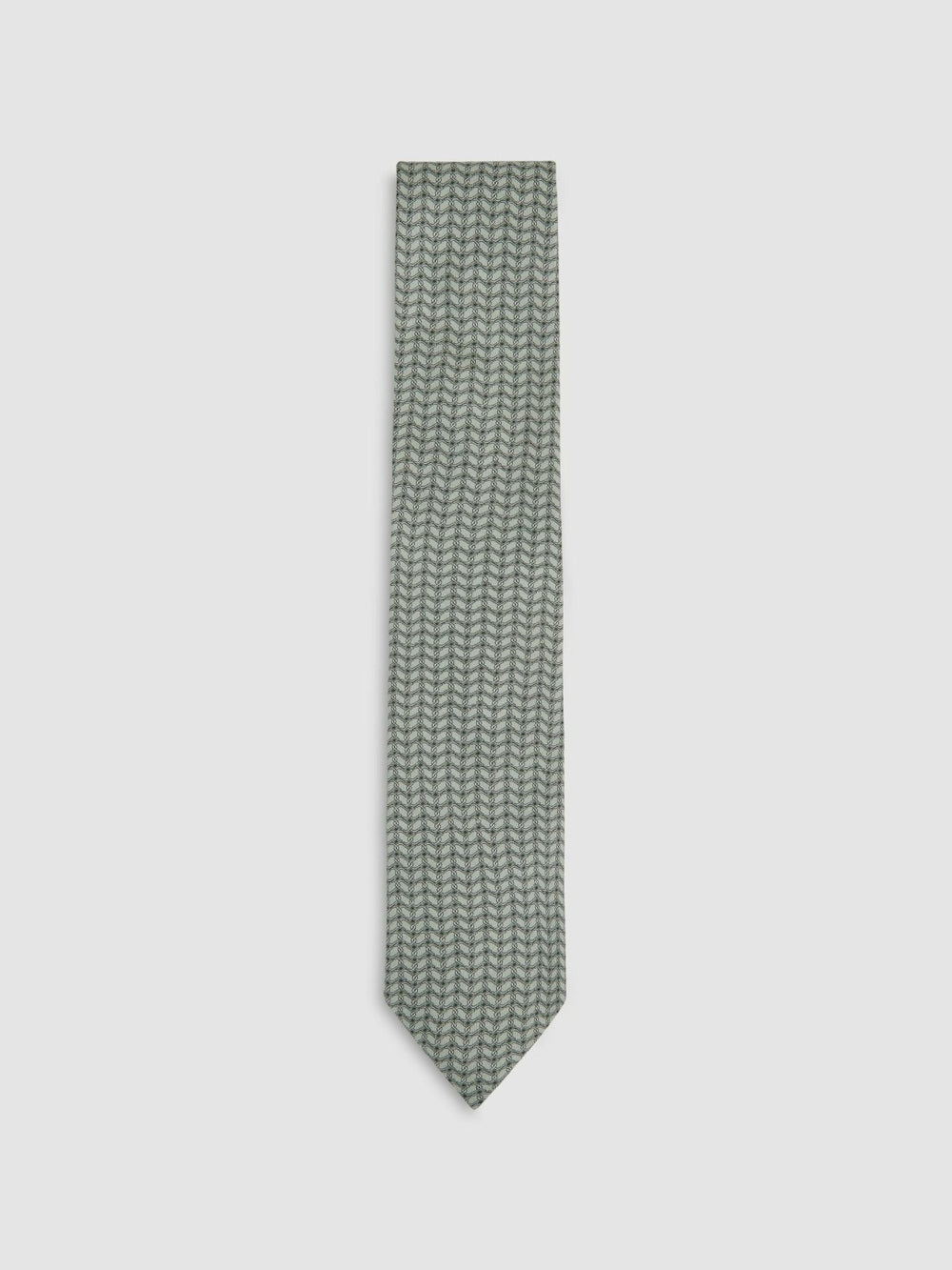 Men Silk Geometric-Chain Print Tie in Sage