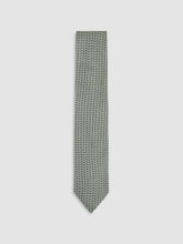 Men Silk Geometric-Chain Print Tie in Sage