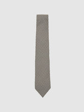 Men Silk Geometric-Print Tie in Chocolate Brown Multi