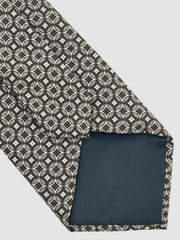 Men Silk Geometric-Print Tie in Chocolate Brown Multi