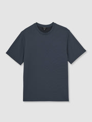 Men Textured Crew-Neck T-Shirt in Airforce Blue
