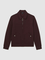 Men Interlock Zip Through Overshirt in Cherry Red