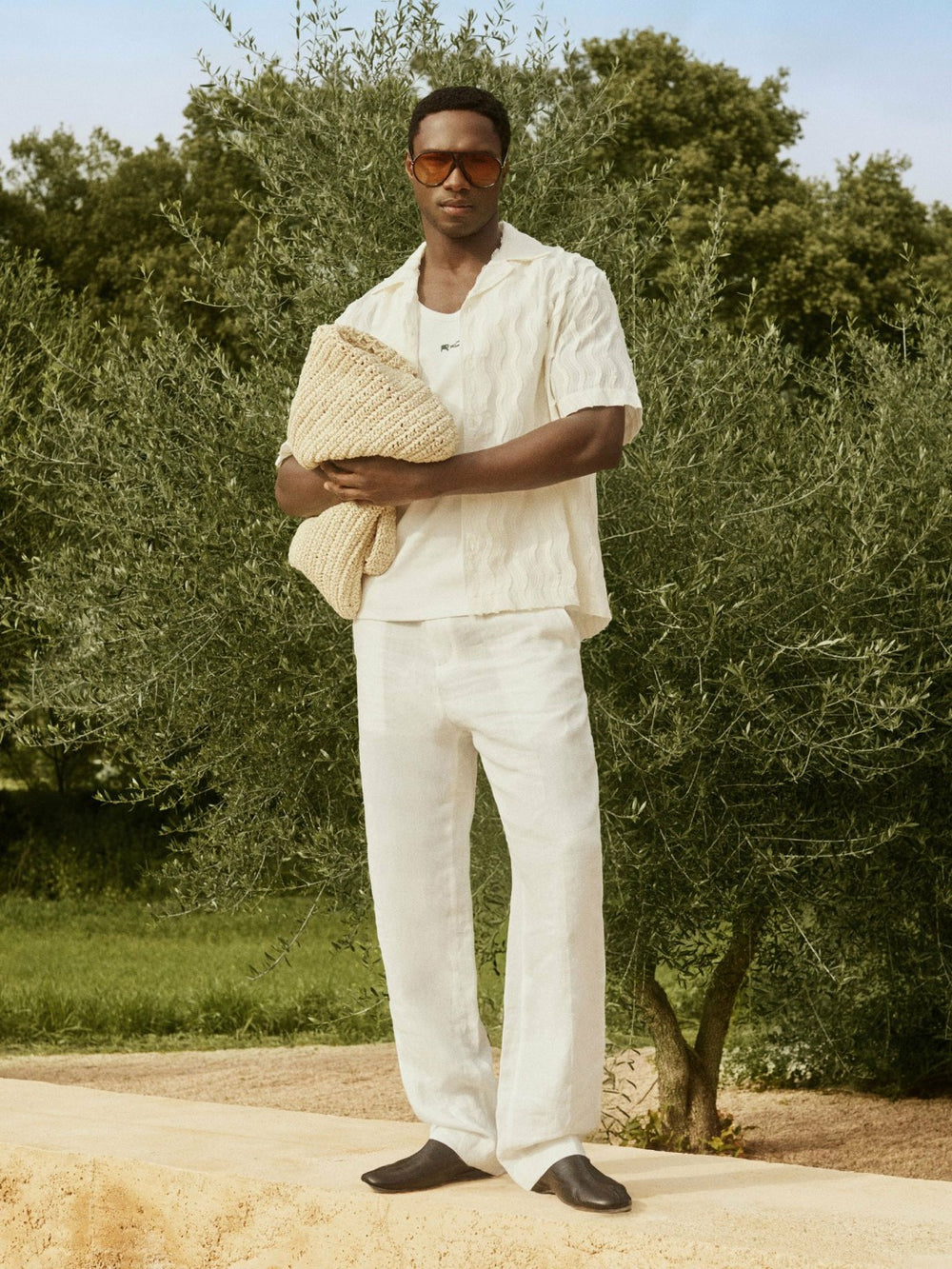 Men | Ché Linen Wide-Leg Trousers in White