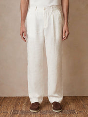 Men | Ché Linen Wide-Leg Trousers in White
