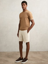 Men Textured Drawstring Shorts in Stone
