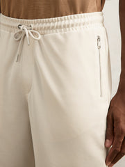Men Textured Drawstring Shorts in Stone