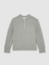 Children & Baby 13-14 yrs Cotton-Blend Rib-Knit Henley Top in Mid Grey Melange