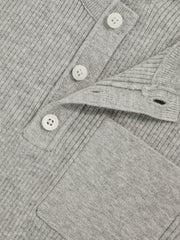 Children & Baby 9-13 yrs Cotton-Blend Rib-Knit Henley Top in Mid Grey Melange