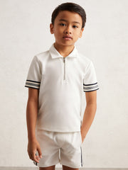 Children & Baby 9-13 yrs Textured Half Zip Polo Shirt in White