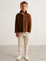 Children & Baby 13-14 yrs Suede Worker Jacket in Tobacco Brown