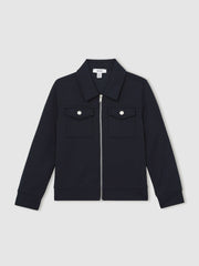 Children & Baby 3-9 yrs Interlock Zip Through Overshirt in Navy Blue