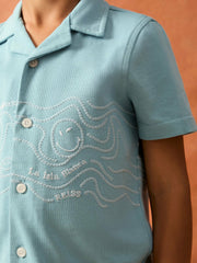 Children & Baby 9-13 yrs SmileyWorld Embroidered Shirt in Sky Blue