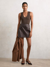Women V-Neck Sleeveless Bodysuit in Chocolate Brown