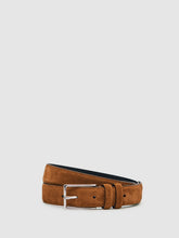 Men Suede Belt in Tobacco Brown