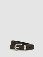 Men Suede Western-Style Belt in Dark Brown