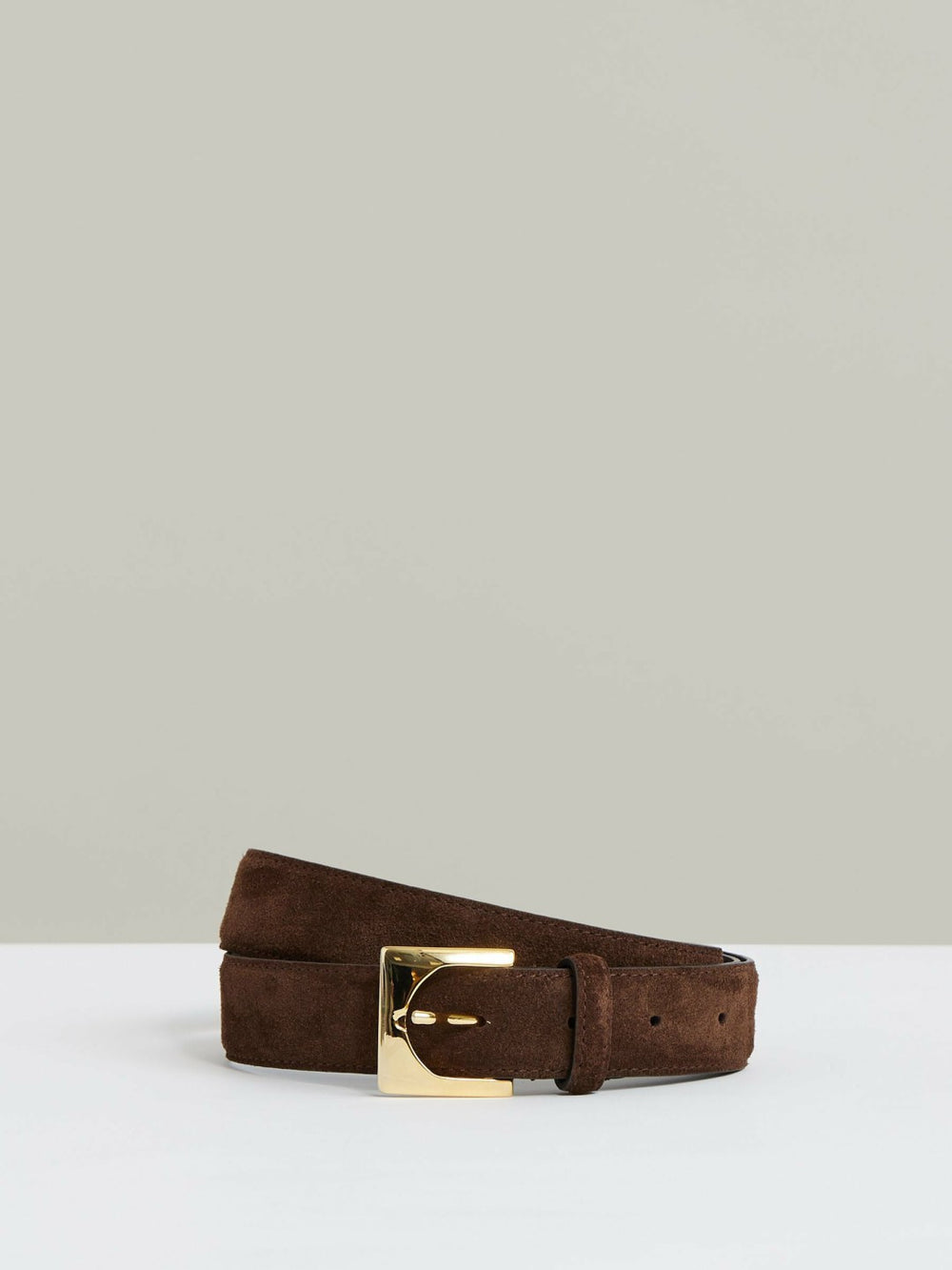 Women Suede Square Buckle Belt in Chocolate