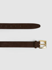 Women Suede Square Buckle Belt in Chocolate