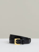 Women Suede Square Buckle Belt in Black