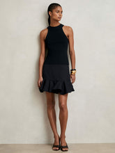 Women Ruffle-Hem Mini Skirt in Navy