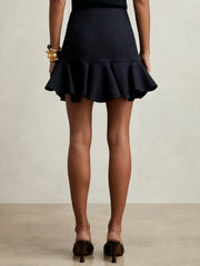 Women Ruffle-Hem Mini Skirt in Navy