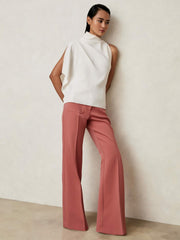 Women One-Shoulder Draped Top in Ivory