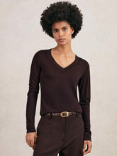 Women Jersey V-Neck Top in Plum
