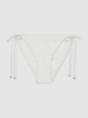 Women Side Tie Bikini Bottoms in White