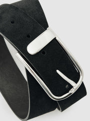Women Suede Half-Keeper Belt in Black